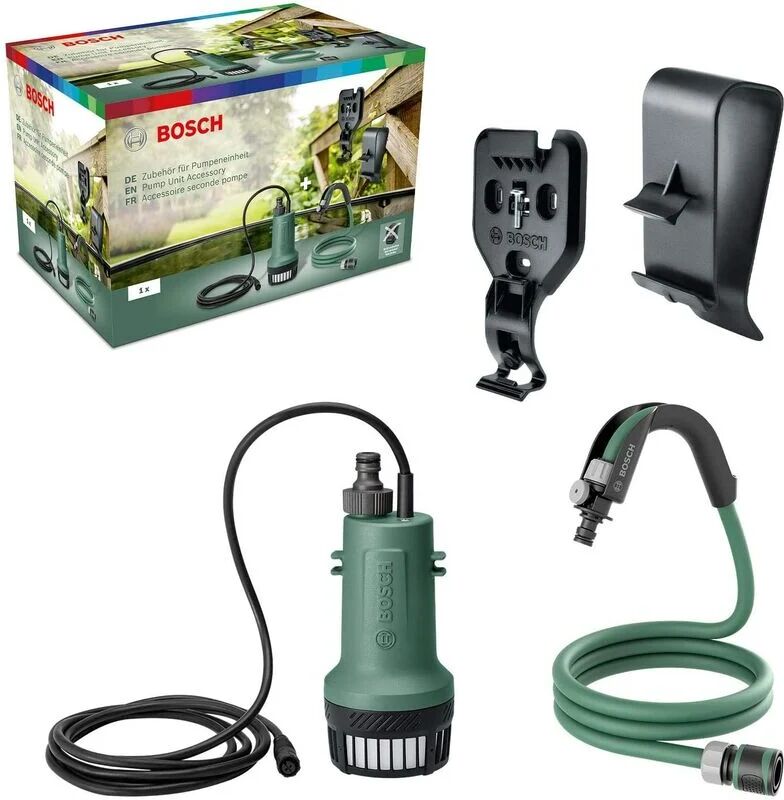 Bosch Home and Garden Kit di prolunga per pompa ad acqua sommergibile GardenPump 18 (con attacchi a parete e serbatoio tubo da giardino 2,5 m, in