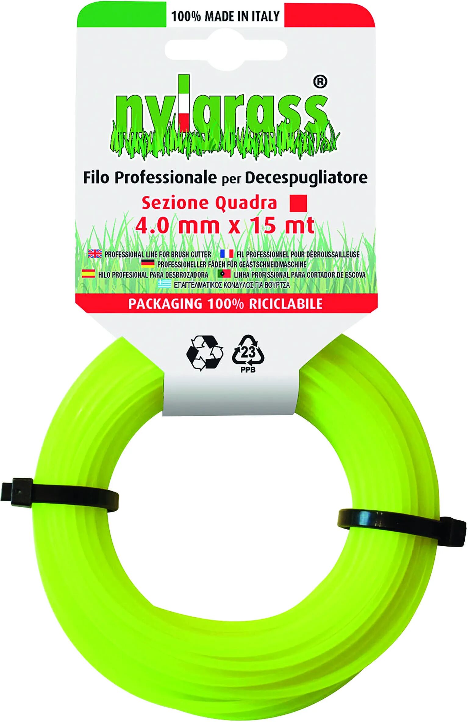 Filo Nylon Eco Ø 4,0 Mm 15 M Sezione Quadra