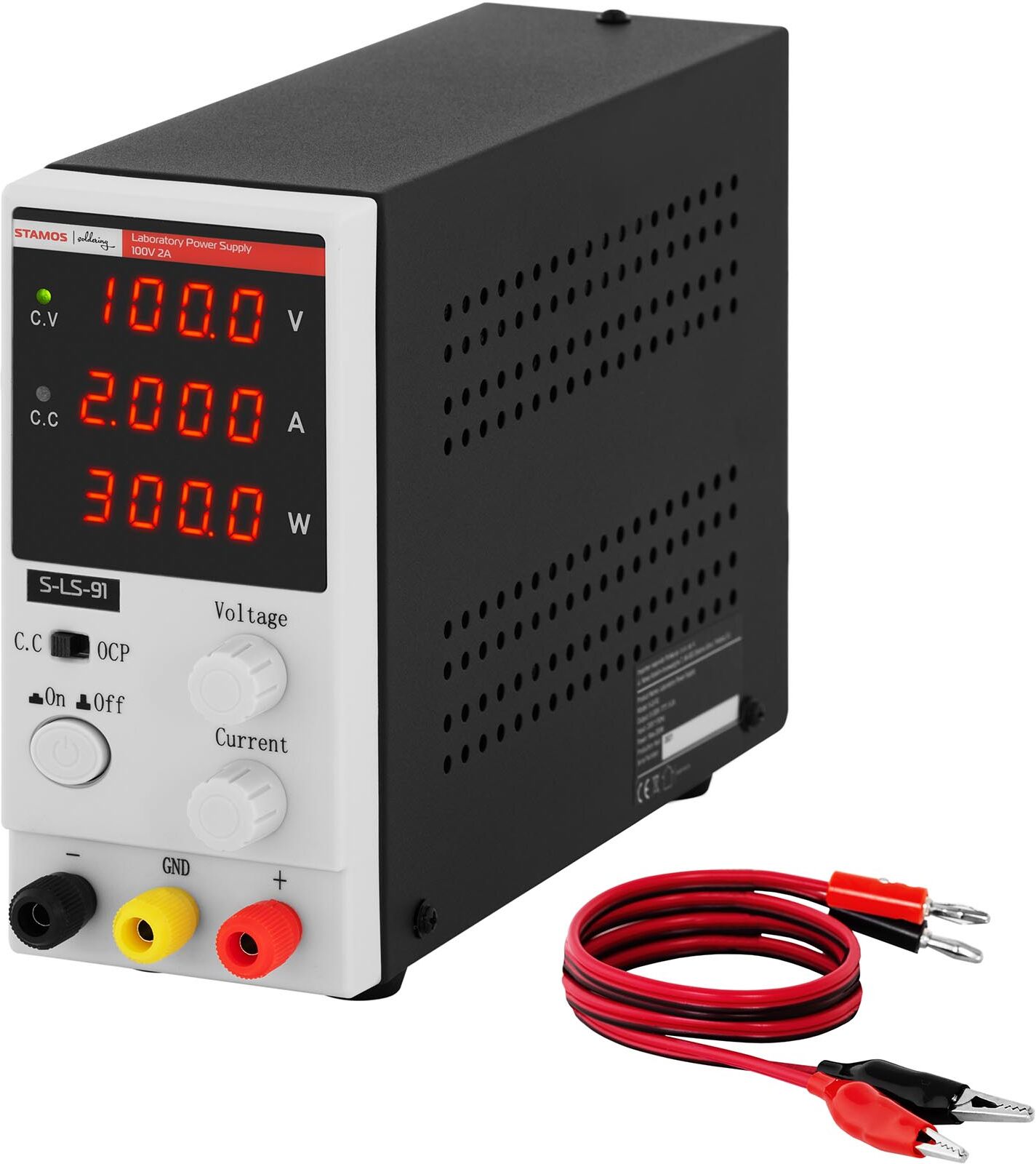 Stamos Soldering Laboratorium voeding - 0-100 V - 0-2 A DC - 200 W - 4-cijferig LED - weergave S-LS-91