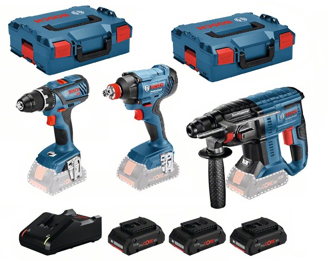 Bosch Blauw 3 Tool Kit 18V - 3 machines + 3 x ProCore 18V 4,0Ah Li-Ion Comboset 0615990L57