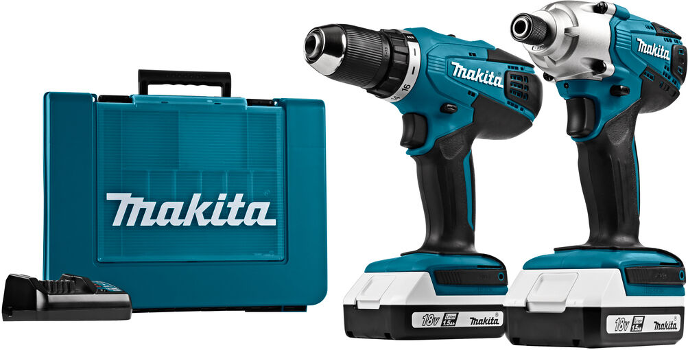 Makita DK18041 - DF457D Accuboor + TD127D Slagschroever 18V 1,5 AH Li-ion