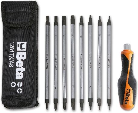 Beta 1281BG-TX/A8 Assortment of 8 reversible screwdrivers and 1 accessory in case