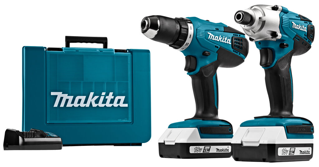 Makita DK18041 - DF457D Accuboor + TD127D Slagschroever 18V 1,5 AH Li-ion + dealer garantie!