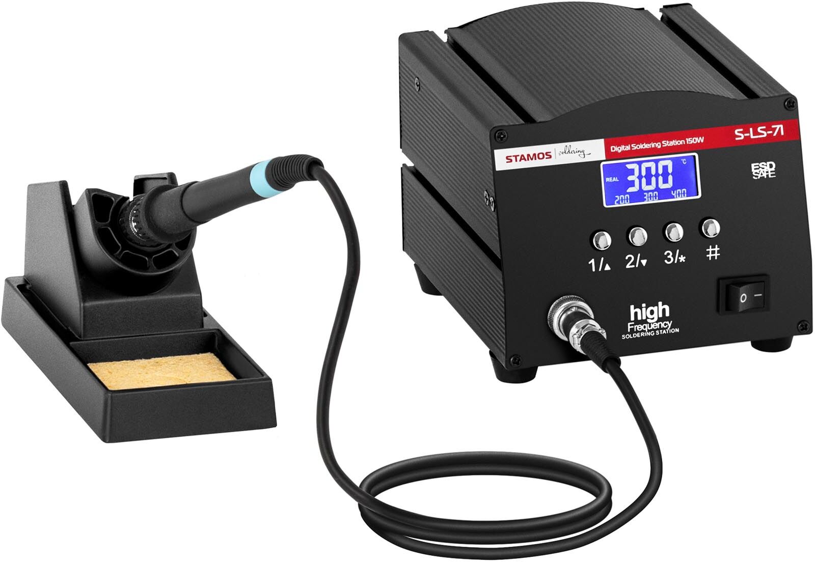 Stamos Soldering Loddestasjon - digital - med loddebolt og holder - 150 W - LCD 10021162