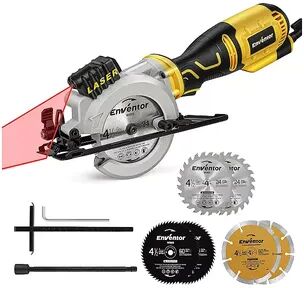 Enventor Yellow/Black 5.8 Amp Compact Circular Saw With Laser Guide