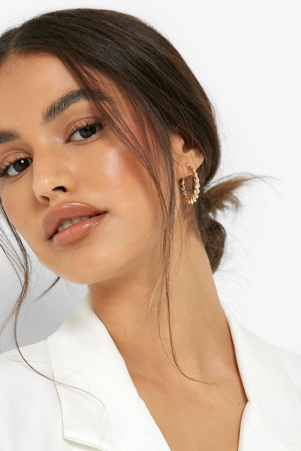 Boohoo Gold Textured Twist Earrings  - Size: ONE SIZE