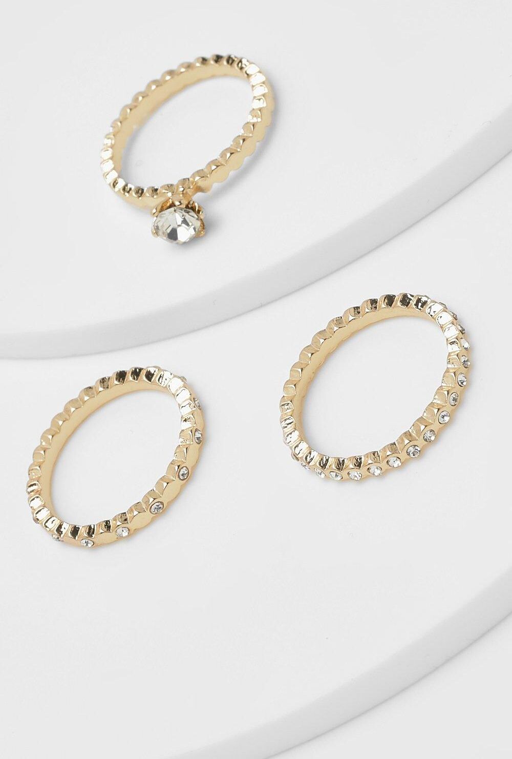 Boohoo Gold Thin Chain Link Ring 3 Pack  - Size: ONE SIZE