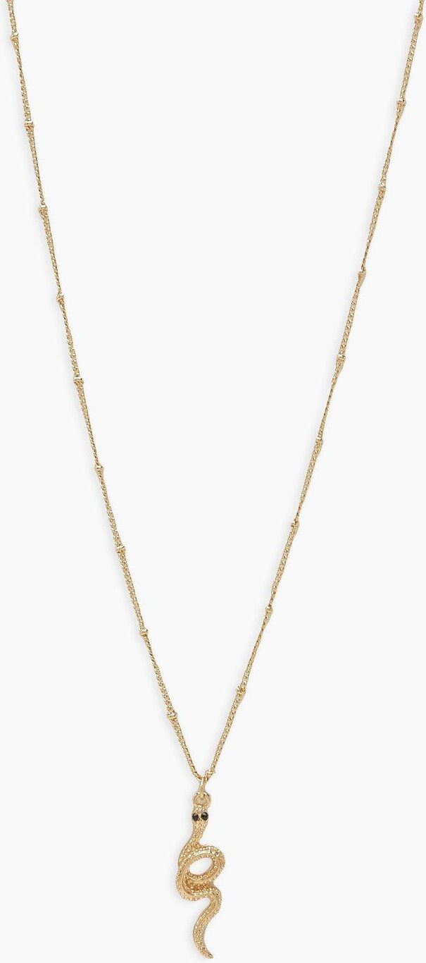 Boohoo Diamante Snake Pendant Necklace- Gold  - Size: ONE SIZE