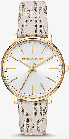 Michael Kors MK Pyper Logo and Gold-Tone Watch - Vanilla