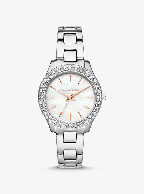 Michael Kors MK Liliane Pavé Two-Tone Watch - Silver
