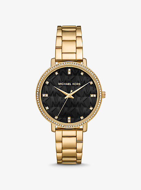 Michael Kors MK Pyper Pavé Gold-Tone Logo Watch - Gold