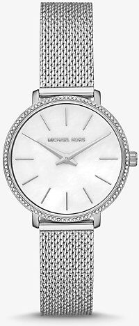 Michael Kors MK Mini Pyper Pavé Silver-Tone Watch - Silver