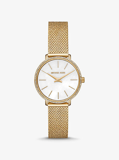 Michael Kors MK Mini Pyper Pavé Gold-Tone Watch - Gold