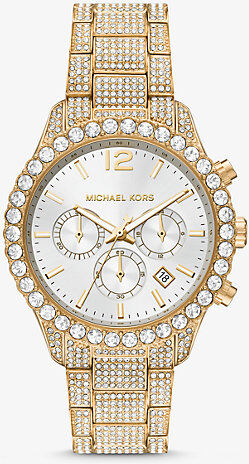 Michael Kors MK Oversized Layton Pavé Gold-Tone Watch - Gold