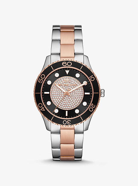 Michael Kors MK Oversized Runway Dive Pavé Two-Tone Watch - Two Tone