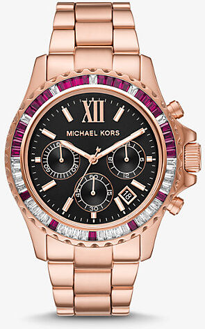 Michael Kors MK Oversized Everest Pavé Rose Gold-Tone Watch - Rose Gold