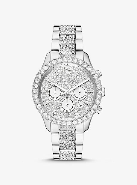 Michael Kors MK Oversized Layton Pavé Silver-Tone Watch - Silver