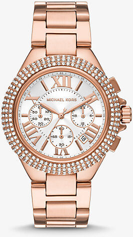 Michael Kors MK Oversized Camille Pavé Rose Gold-Tone Watch - Rose Gold