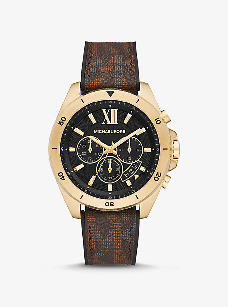 Michael Kors MK Oversized Brecken Logo and Gold-Tone Watch - Brown