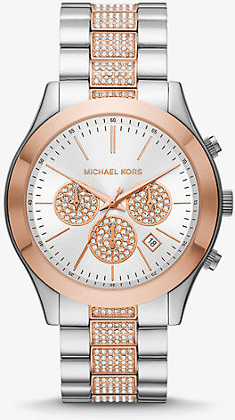 Michael Kors MK Oversized Slim Runway Pavé Two-Tone Watch - Two Tone