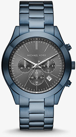 Michael Kors MK Oversized Slim Runway Blue-Tone Watch - Navy