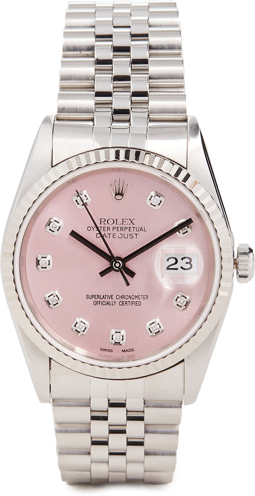 Pre-Owned Rolex 36mm Gents Rolex Date Watch Silver/Pink One Size  Silver/Pink  size:One Size