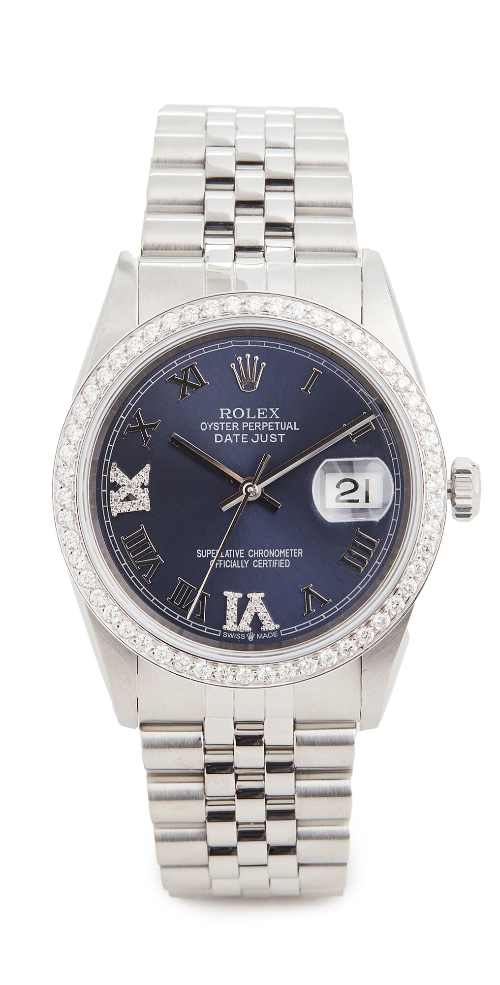 Pre-Owned Rolex 36mm Gents Rolex Date Just Purple Watch Silver/Purple One Size  Silver/Purple  size:One Size