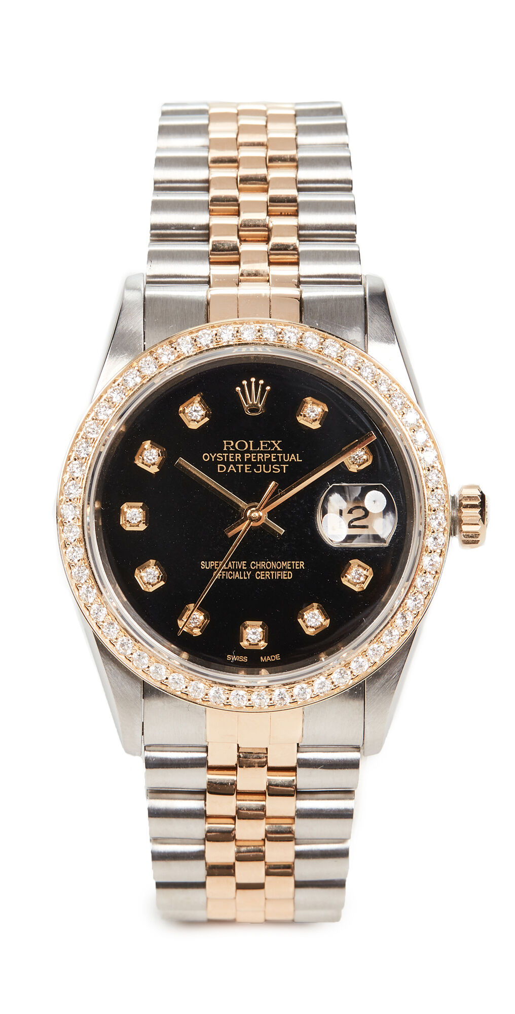 Pre-Owned Rolex 36mm Gents Tt Rolex Datejust Black Diamond Yellow/Black One Size  Yellow/Black  size:One Size