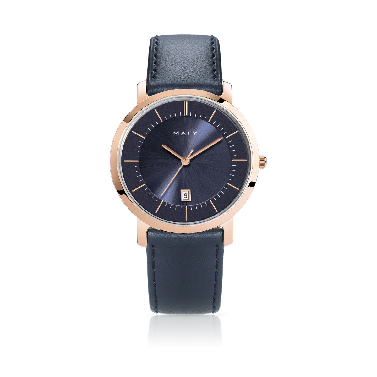 MATY Montre acier dorÃ© rose bracelet cuir- MATY