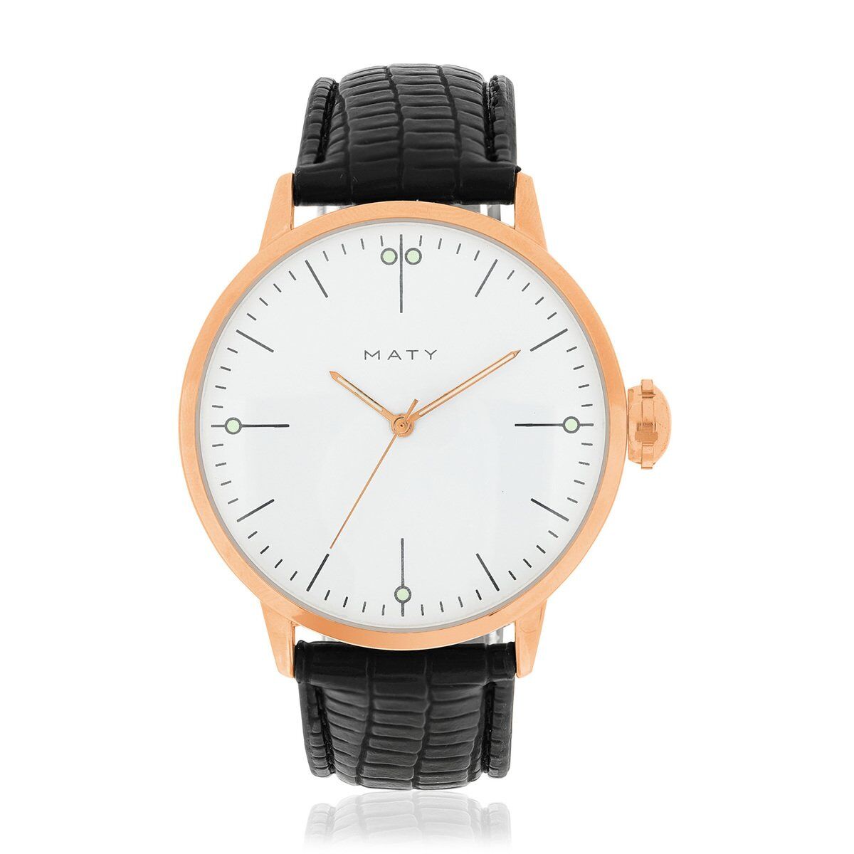 MATY Montre dorÃ©e rose bracelet cuir- MATY