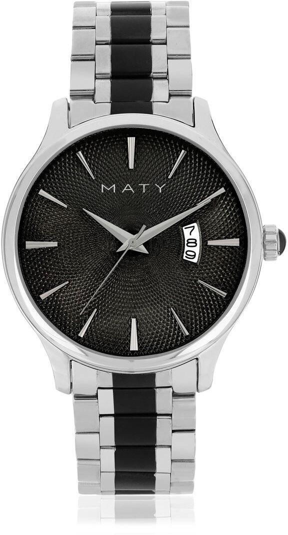 MATY Montre homme chromÃ©e bracelet acier bicolore- MATY