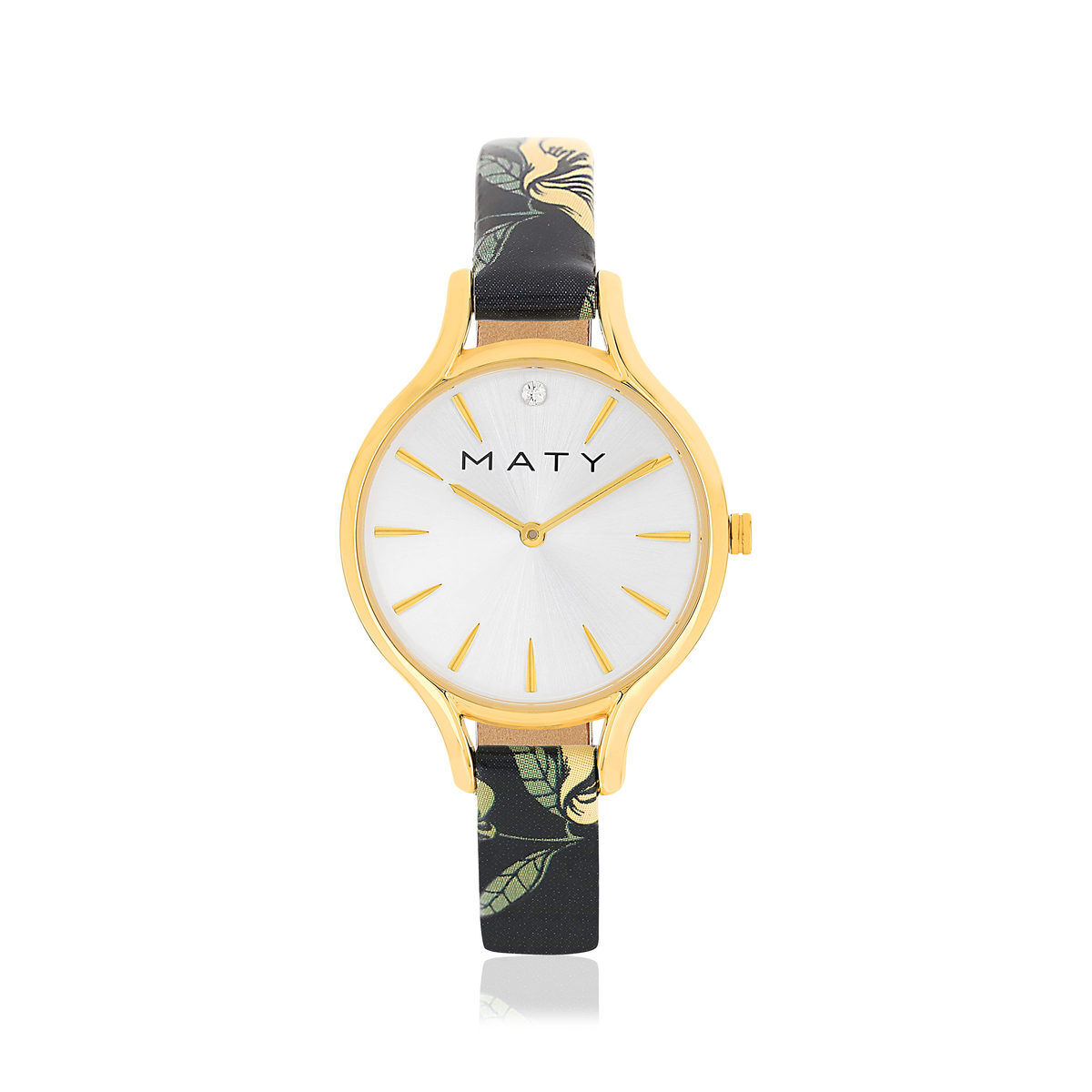 MATY Montre doree jaune cuir fleur- MATY