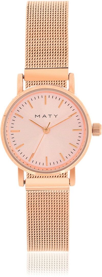 MATY Montre femme dorÃ©e rose bracelet maille milanaise- MATY