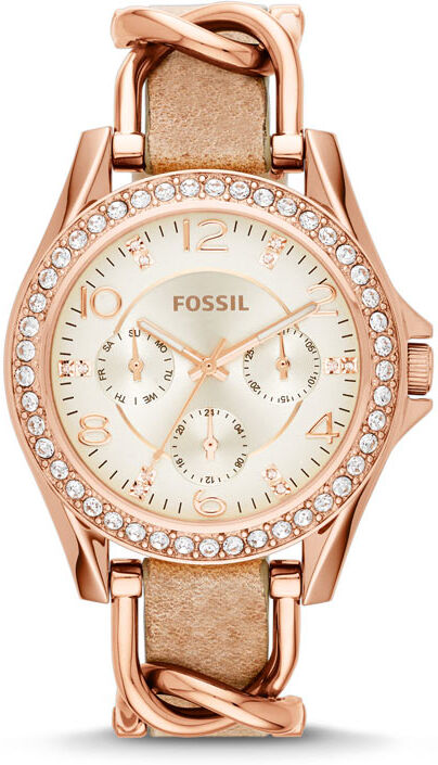 FOSSIL Montre Fossil femme acier dorÃ© rose bracelet cuir- MATY