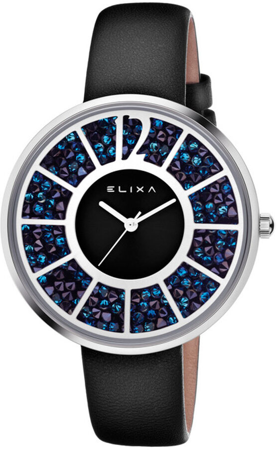 ELIXA Montre Elixa femme acier cuir noir- MATY