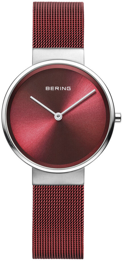 BERING Montre Bering femme acier chromÃ© milanais rouge- MATY