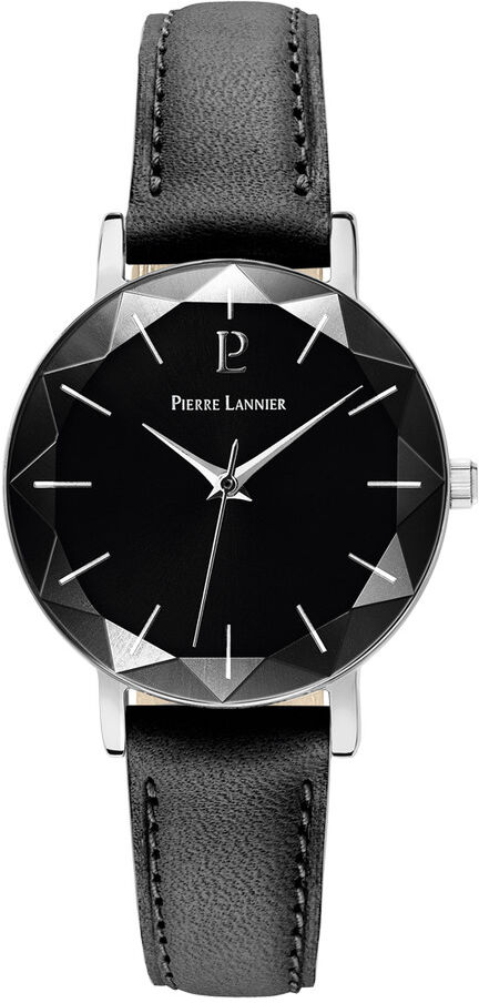 PIERRE LANNIER Montre Pierre Lannier femme acier bracelet cuir noir- MATY