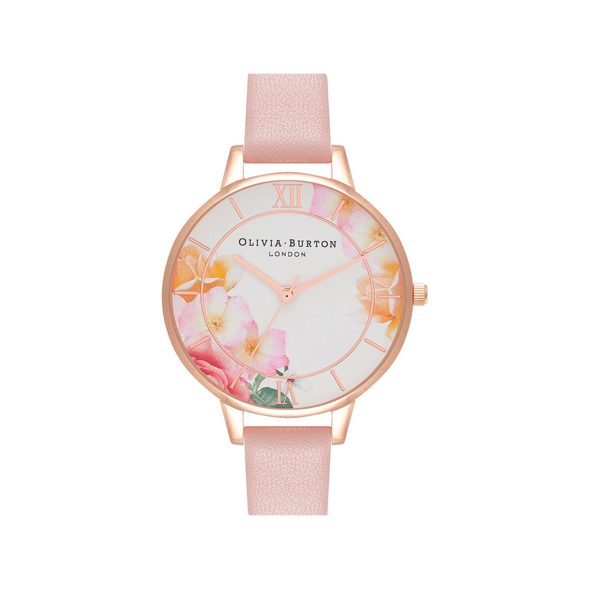 OLIVIA BURTON Montre Olivia Burton femme acier dorÃ© rose bracelet cuir rose- MATY