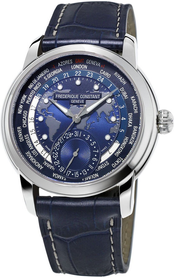 FREDERIQUE CONSTANT Montre Frederique Constant homme acier cuir bleu- MATY