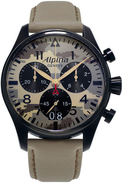 ALPINA Montre Alpina homme acier noir bracelet cuir- MATY