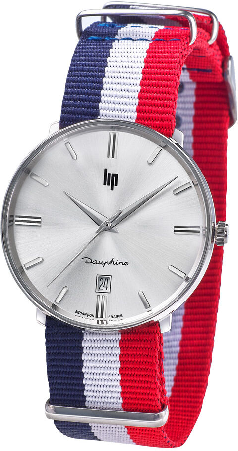 LIP Montre Lip homme acier nylon bleu blanc rouge- MATY