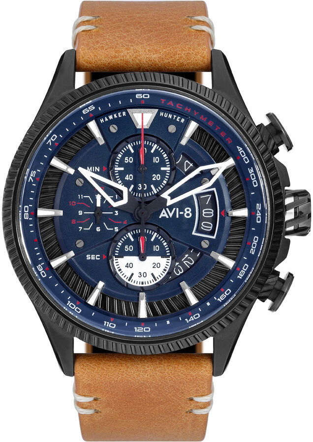 AVI 8 Montre AVI-8 homme chronographe acier cuir marron- MATY