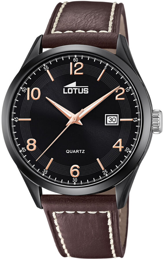 Lotus Montre Lotus homme acier noir cuir marron- MATY