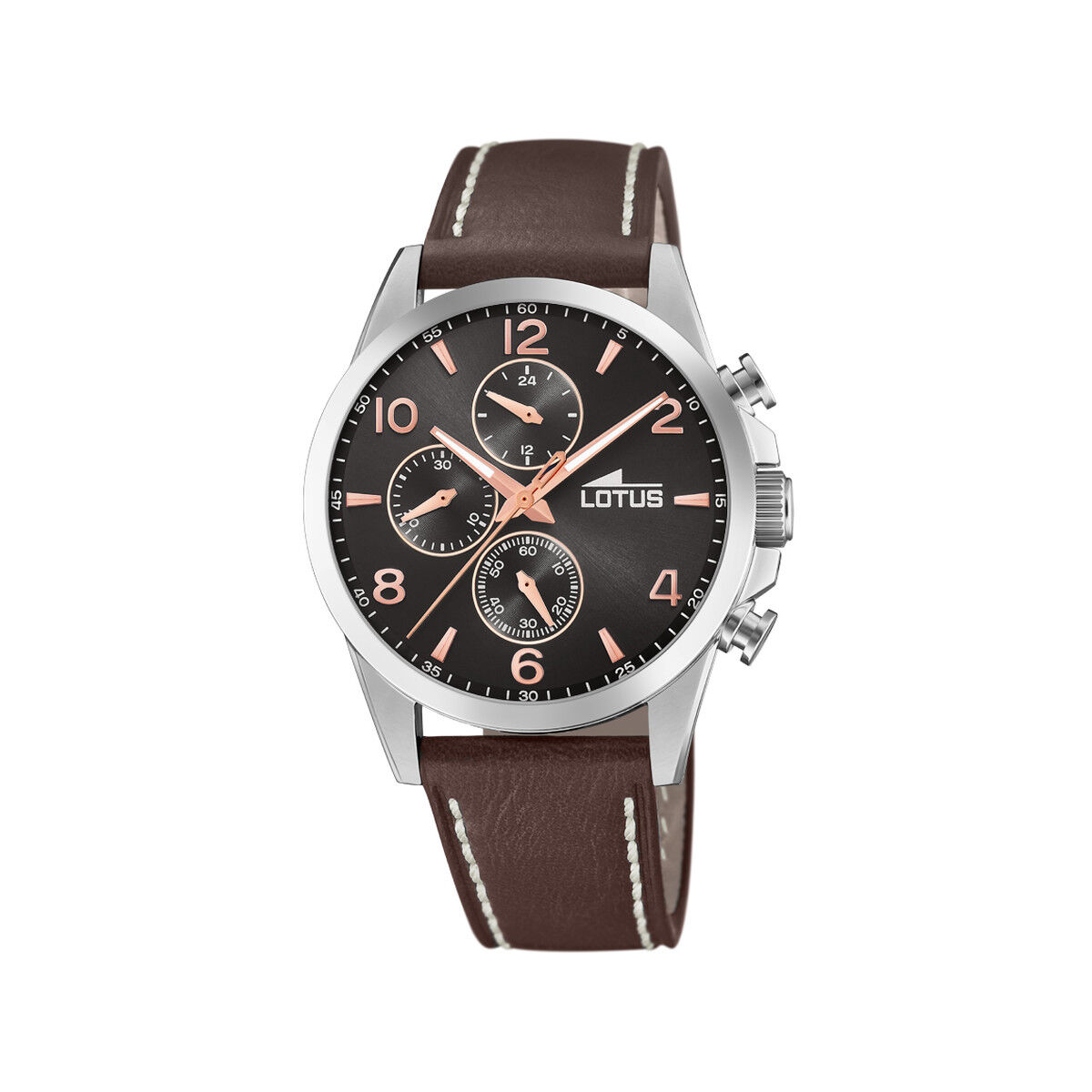 Lotus Montre Lotus homme chronographe acier cuir marron- MATY