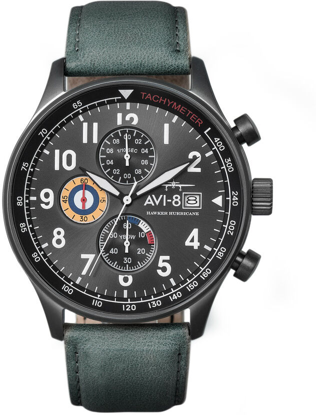 AVI 8 Montre AVI-8 homme chronographe acier cuir vert- MATY