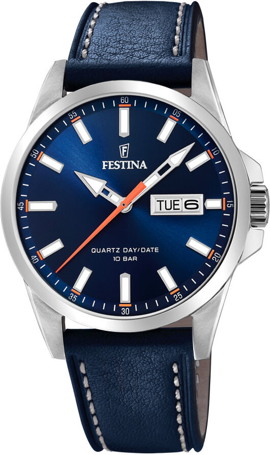 FESTINA Montre Festina homme acier cuir bleu- MATY