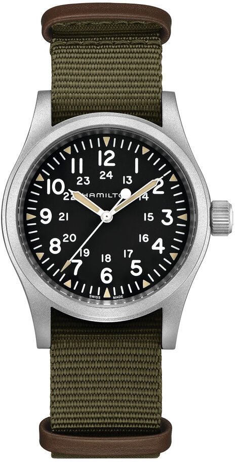 HAMILTON Montre Hamilton homme mÃ©canique acier tissu vert- MATY