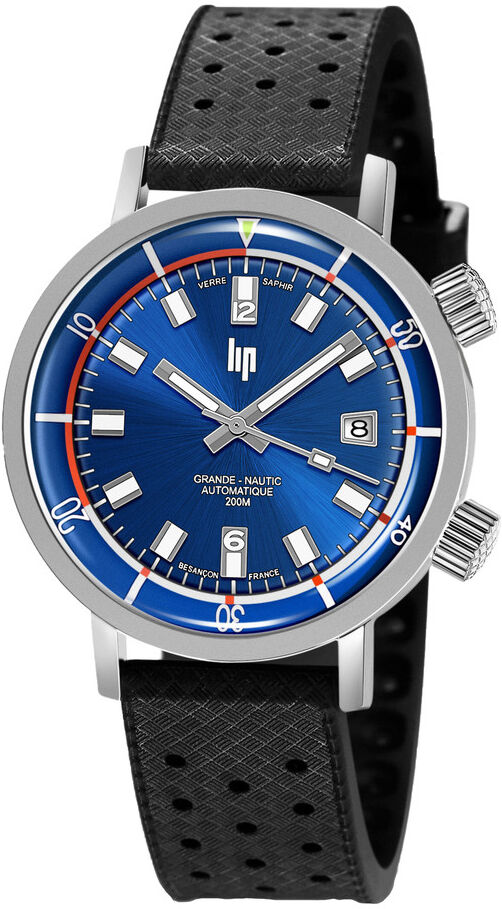 LIP Montre Lip homme automatique acier caoutchouc noir- MATY