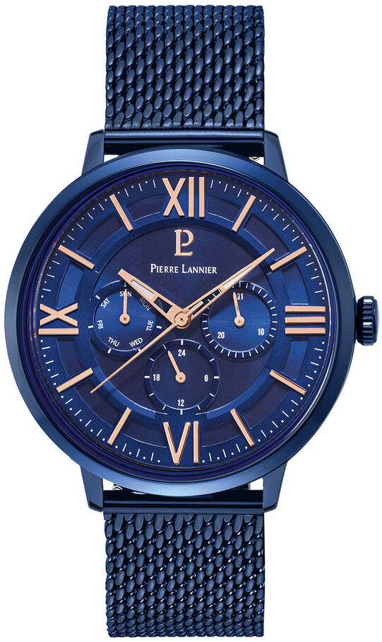 PIERRE LANNIER Montre Pierre Lannier homme acier bleu maille milanaise- MATY