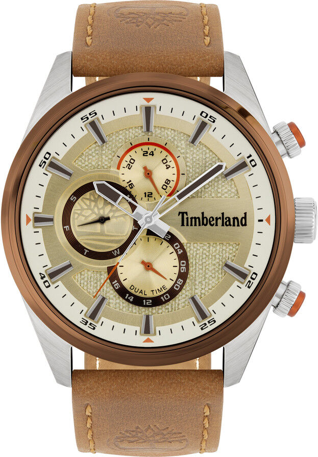 TIMBERLAND Montre Timberland homme acier cuir marron- MATY